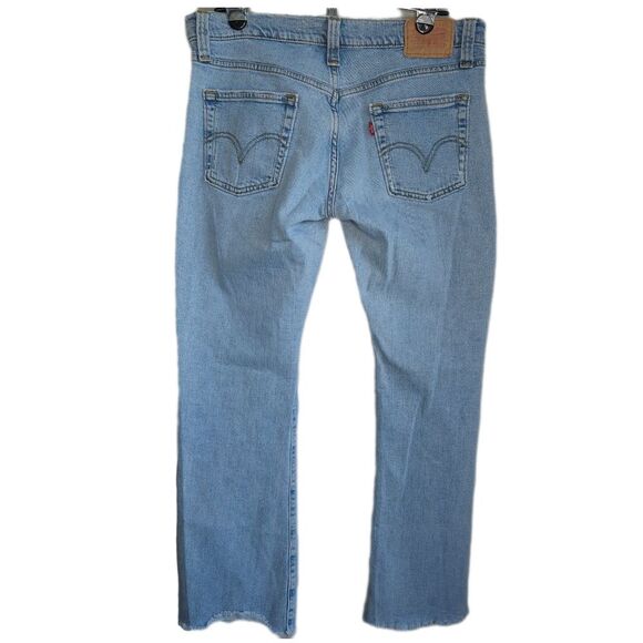 Levi's 513 Slouch Bootcut Jeans Juniors 9 Low Rise Flare Light Wash Raw Hem Y2K - Picture 2 of 11